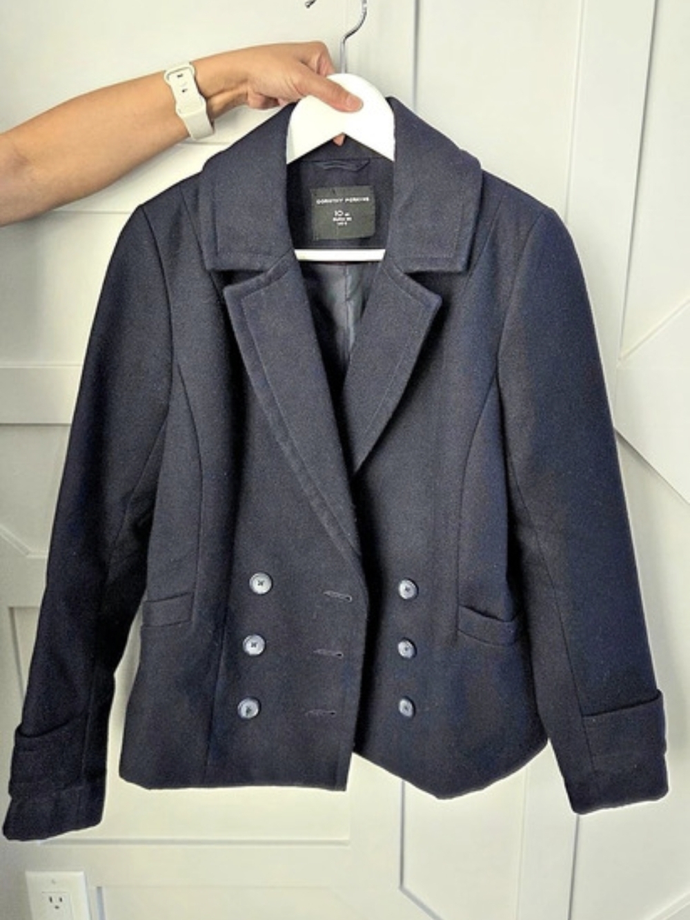 Dorothy Perkins Double-Breasted Pea Coat Black Size 10 Like New